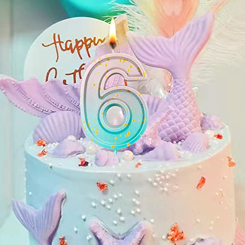 Uvtqssp 2.76 Inch Rose Gold + Green Happy Birthday Cake Number 6 Candles Frozen Cake Topper Docoration For Party Celebration #TOP3