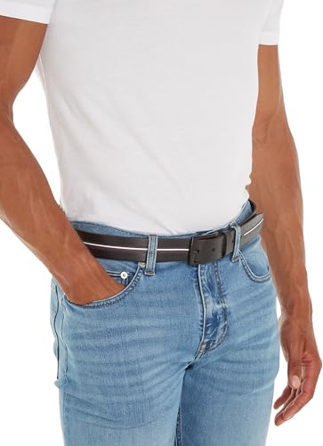 Tommy Hilfiger Herren Gürtel Denton aus Leder, Blau (Space Blue), 80 cm – Ansicht 3