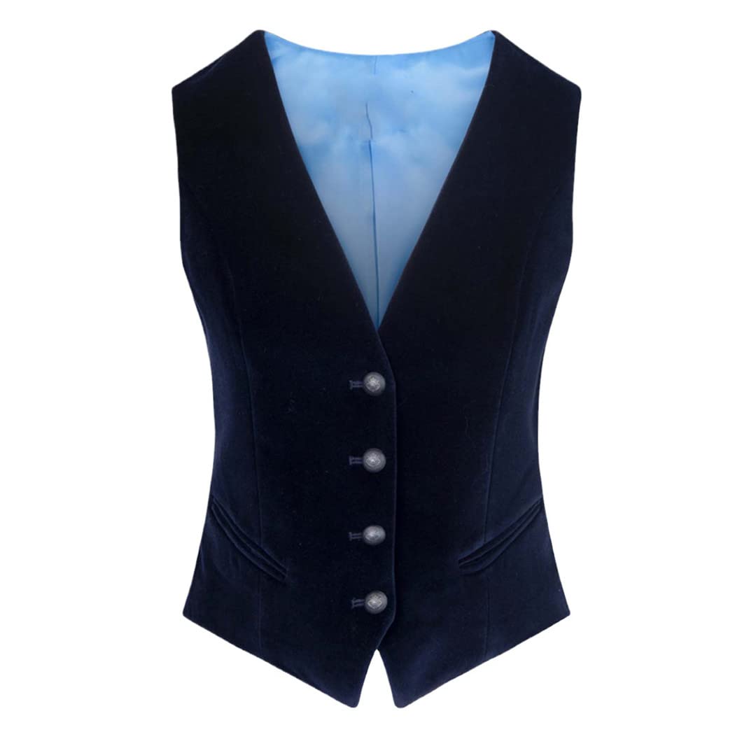 Chaleco de forro polar para mujer cuello en V ajuste delgado M 6