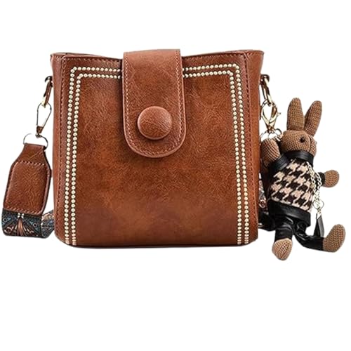 Bootara Bucket Bag, Bootara Women's Vintage Bunny Charm Bucket Bag with Adjustable Wider Shoulder Strap