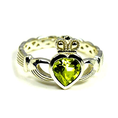 Image of Choose Your Color Natural Gemstone Irish Claddagh Silver Ring Friendship Love 55 Carat Brand Size 5 to 12