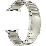 MaKTech チタンバンド、金属ベルトトータスバックル付き、Apple Watch 11/10/9/8/7,Ultra 3/2/1,SE 3/2/1 [2025]に対応 (46mm/45mm/44mm/49mm,チタン)