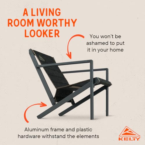 Kelty Rad-Arondack Camp Chair, 600D Polyester, Sturdy and Lightweight Aluminum Frame, 8 lbs Carry Weight, Built to Last (Black Fern)