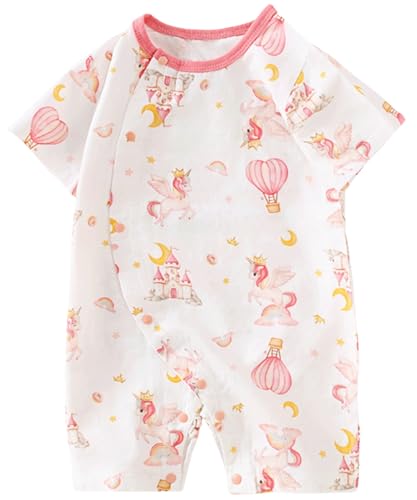 BINIDUCKLING Baby Short/Long Sleeve Side Snap Muslin Romper with 70% Viscose Made from Bamboo, 30% Cotton, Newborn-24 Months