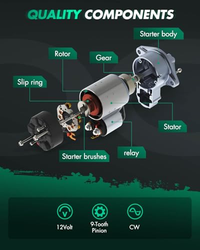 Image of SCITOO Starter Motor 19621N for Polaris for ATV for Outlaw 110 2016-2021 for Polaris for ATV for Sportsman 110 2016-2021 Volts: 12V ; Rotation: CW ; Number of Teeth: 9-Tooth Pinion ;