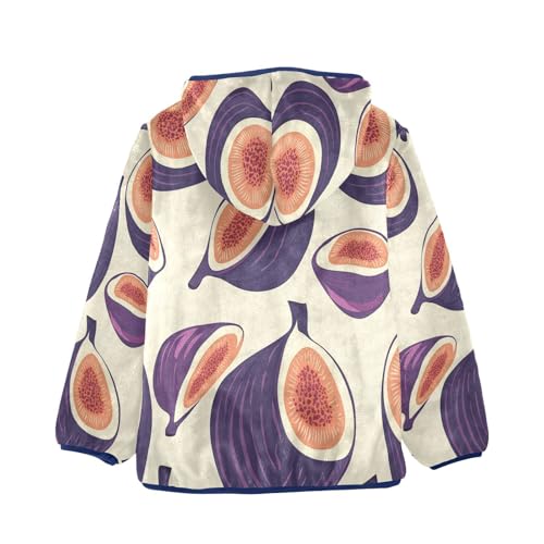 Fig Slice Repeat Pattern Toddler Fleece Jacket Girl Boys Hooded Fleece Jacket Coat Warm Outwear Zip-up 3-10T2