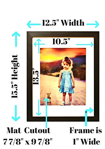 Tasse Verre 11x14Inch Picture Frame Black (1-pack) - HIGH DEFINITION GLASS FRONT COVER - Displays 11 by 14\" Picture w/o Mat or an 8x10 Photo w/Mat - Vertical or Horizontal Mounts & Comes Ready To Hang on Wall