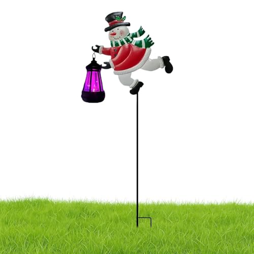 Bonhomme de neige en métal bouilloire solaire de Noël lanterne de décoration