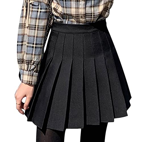 DRESHOW Mujer Elástica Plisada Minifalda Básica Informal Corto Falda