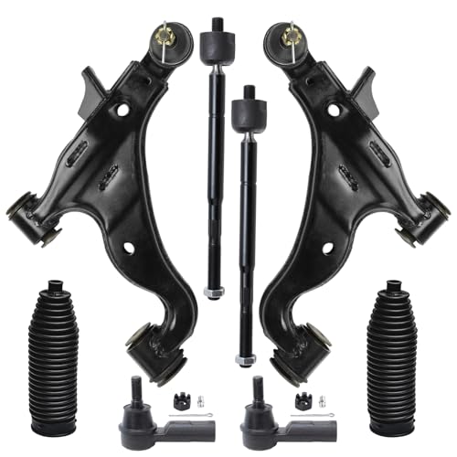Image of Detroit Axle - RWD Front End Kit for 2005-2015 Toyota Tacoma, 2 Lower Control Arms with Ball Joint 4 Outer Inner Tie Rods 2 Boots 2006 2007 2008 2009 2010 2011 2012 2013 2014 Replacement
