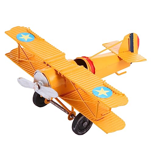 Maquette avion rétro fer jaune DOITOOL : cadeau idéal et objet de collection unique - 5