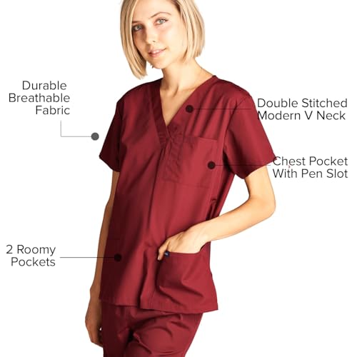 Image of Dagacci Scrubs Medical Uniform Women and Man Scrubs Set Medical Scrubs Top and Pants