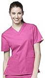 WonderWink Womens Origins Bravo V-Neck Top, Peony, Medium