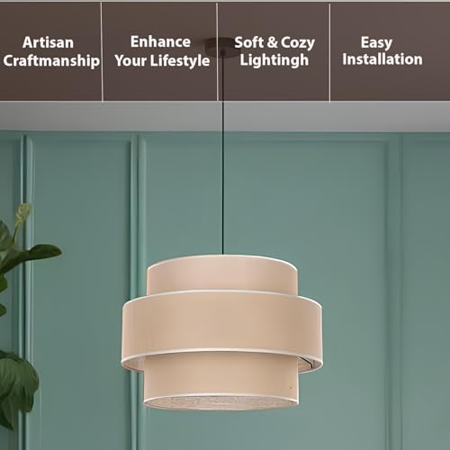 Image of AKWAY Jute Hanging Lamp | Boho Ceiling Lamp for Bedroom, Living Room | Natural Jute Pendant Light | Perfect for Living Room, Dining Room or Office Lighting - (12 inch D x 10 inch H) - Dhrish