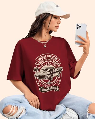 Image of AUSK Oversized T-Shirt for Womens || Graphic Front Printed Loose fit Womens Tshirt