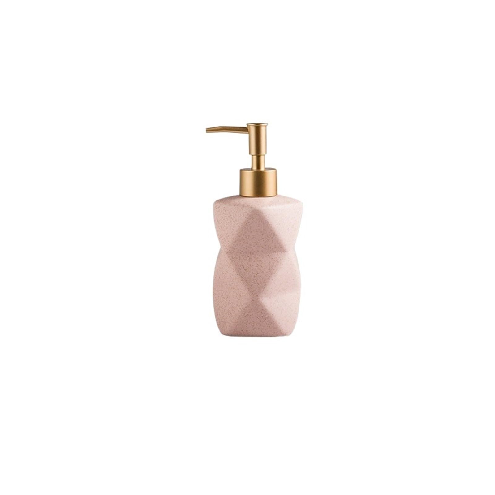 Ceramic Soap Dispenser Ceramic Soap Bottle Hand Sanitizer Dispensing Shower Gel Shampoo Lotion Pump Bathroom Storage(Pink)
