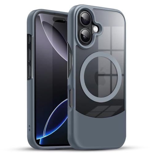 Image of KARWAN️Ultra-Hybrid Shockproof Back Cover with Mag-Safe Case foriPhone 16 | Camera Protection Bump |Shockproof Back Cover Case for iPhone 16 (PC & TPU, Smoked Matte Sides) Grey