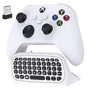Controller Keyboard for Xbox Series X/ S/ Xbox One/ One S, Wireless Bluetooth Gaming Chatpad Keypad with USB Receiver, Built-in Speaker & 3.5mm Audio Jack for Xbox Series X/ S/ Xbox One/ S, White