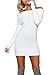 Simplee Apparel Women's Long Sleeve Off Shoulder Knitted Sweater Dress,White,One Size,White,One Size