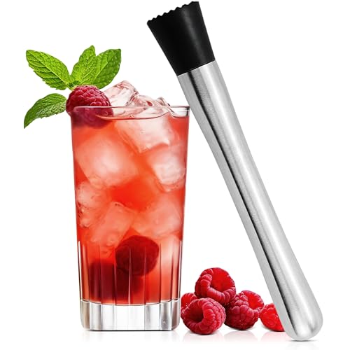 8 Inches Drink Muddler for Cocktails – Stainless Steel Muddler Tool with Textured Head, Lightweight Build – Fruit Smasher for Drinks, Mojitos, Avocado, Herbs, Spices & Ice Crushing Bar Tool for Mixing