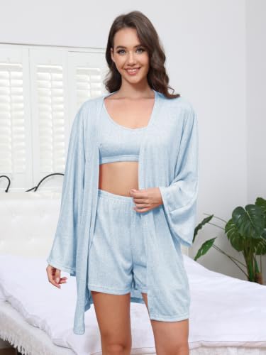 Anetyflying Pajamas for Women Set 3 Piece Knit Lounge Set Pjs Loungewear - image 2
