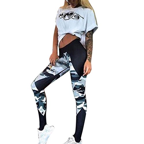 Pantalones Yoga Mujeres, Xinantime Leggings Deportivos de Yoga Yoga para Mujer Running Fitness Pants Pantalón de Entrenamiento elástico (M, Camuflaje)
