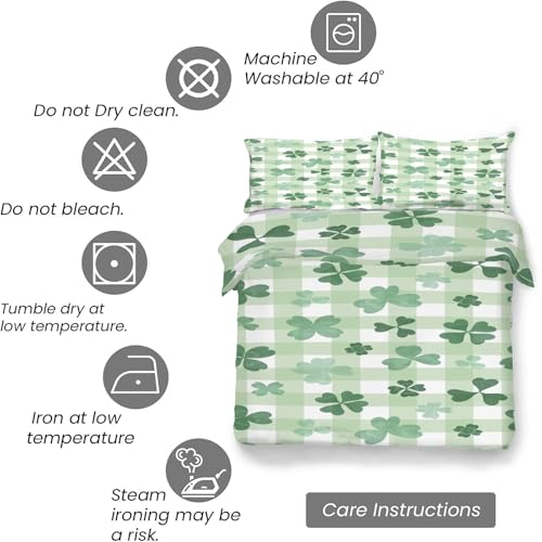 Housse de couette trèfle vert 90x190 parure de lit microfibre douce - 7