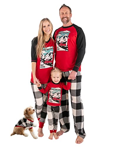 Lazy One Truck Plaid Family Matching Christmas Pajamas Set, Matching Christmas PJs for Family, Kids, Teens, Adult (Mens)