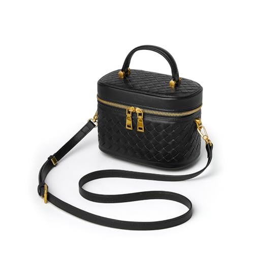 Image of DAILANDO Small Top Handle Box Purse for Women Designer Woven Tote Crossbody Handbag With Long Adjustable Strap