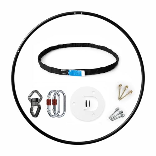 play juggling - Aerial Hoop for Aerial Disciplines and Aerobatics - Stainless Steel - Diameter 2,7 to 3,6 ft (85 to 110 cm) - Fastenings: Plate, Hook, Strap, Beam, Ceiling - Swivel C.A.M.P.