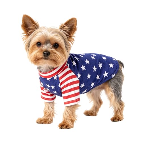 Pistha USA Flag Dog Shirts 4th of July Pet Shirt Soft Stripes Stars Puppy Tank Tops for Small Medium Dogs Cats Holiday S
