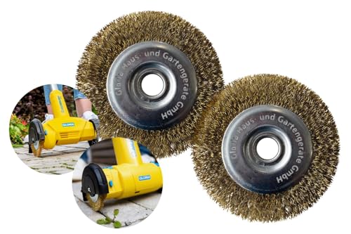 Gloria Stahldraht-Fugenbürste 2er Set | Originalzubehör | Ersatzbürsten für MultiBrush- und WeedBrush | Drahtbürste/Messingbürste zur Fugenreinigung | 11 cm Durchmesser | 1,2 cm Breite | 2 Stück