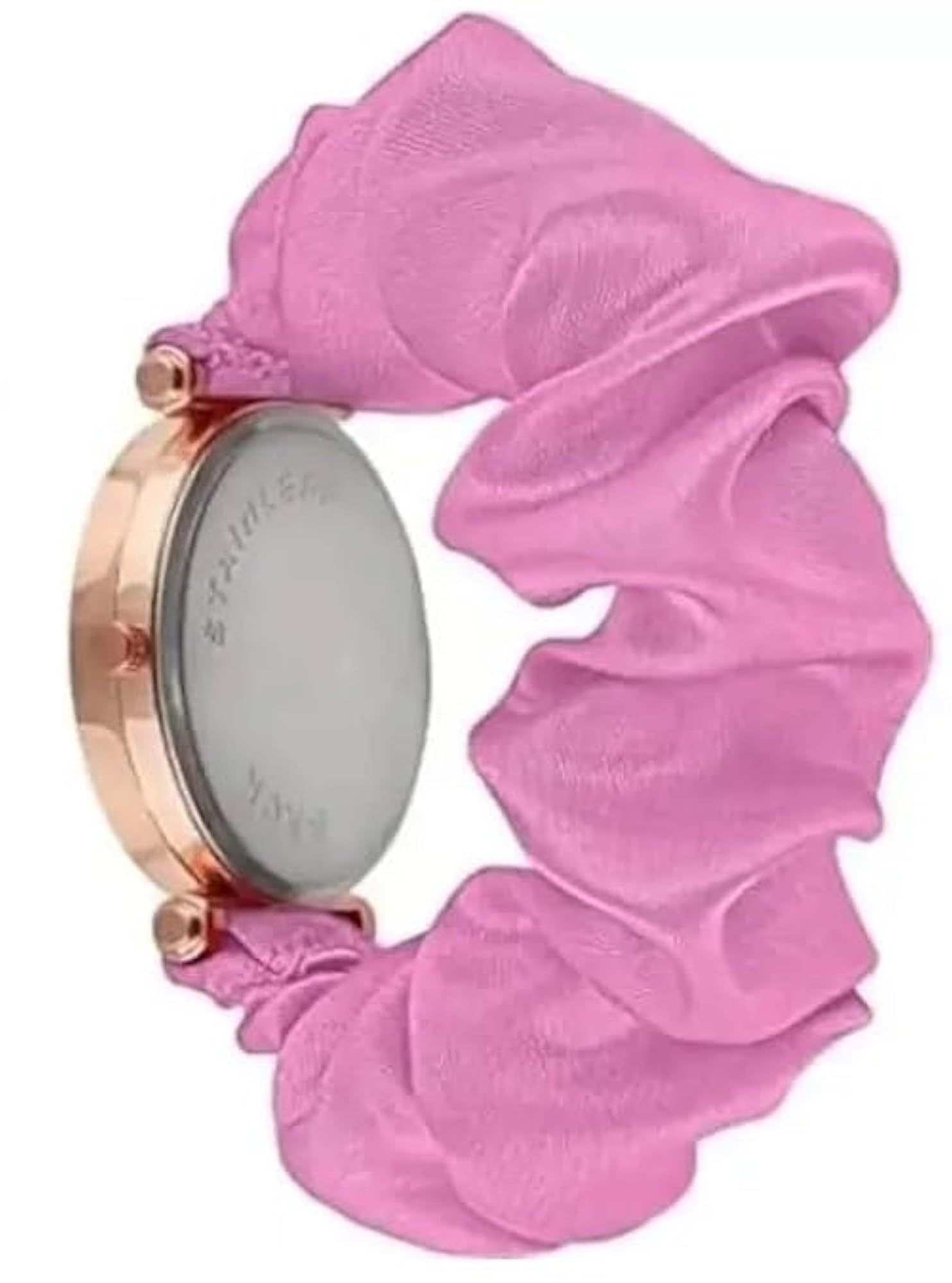 Women's Floral Pattern Dial Scrunchie Watch, Rose Gold Case