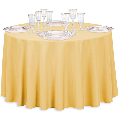 Linentablecloth Round Polyester Tablecloth, 90-Inch, Gold #TOP4