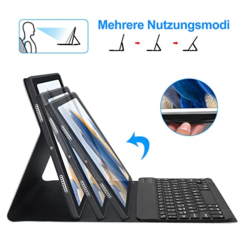 JADEMALL Tastatur Hülle Kompatibel mit Samsung Galaxy Tab A8 10.5 Zoll 2021, QWERTZ Deutsch Beleuchtete Kabellose Bluetooth Magnetische Tablet Tastatur mit Hülle – Bild 7