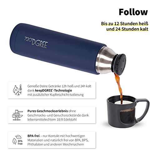 Isolierflasche 1 Liter 720°DGREE Thermoskanne mit Becher