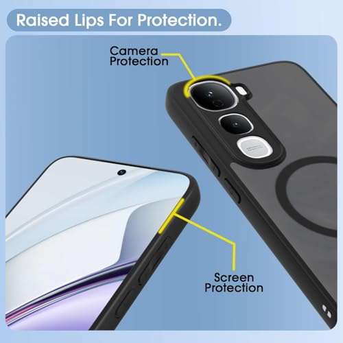 Image of Back Case for Vivo Y400 Pro 5G Smoke Matte Translucent Shockprood PC + TPU Bumper Case with Magnetic Support Shockproof Protection Cover (Vivo Y400 Pro 5g)