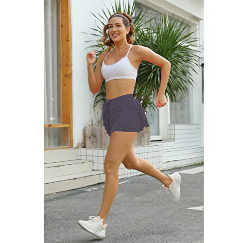 Image of Flowy Athletic Shorts for Women Running Tennis Butterfly Shorts Girls 2-in-1 Double Layer Quick-Drying Comfy Shorts
