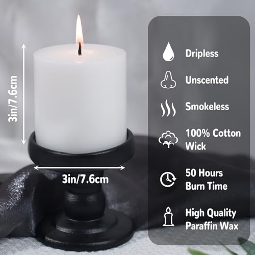 Tririte WHITE PILLAR CANDLES Set Of 6,Unscented Pillar Candles Bulk-3X3 Inch,210 Hours Long Burning Smokeless Pillar Candles thumb #1
