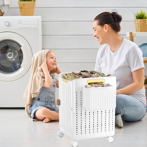 Panier à linge à roulettes pliable et bac de rangement pour espaces étroits - 4