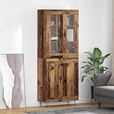Miracolo di spazio in stile industriale: il ripiano alto 180 cm offre dietro 4 ante in vetro spazio per stoviglie, libri, decorazioni e rifornimenti in sala da pranzo o corridoio. Gli scomparti reggono fino a 120 kg e si aprono facilmente grazie alle maniglie in metallo