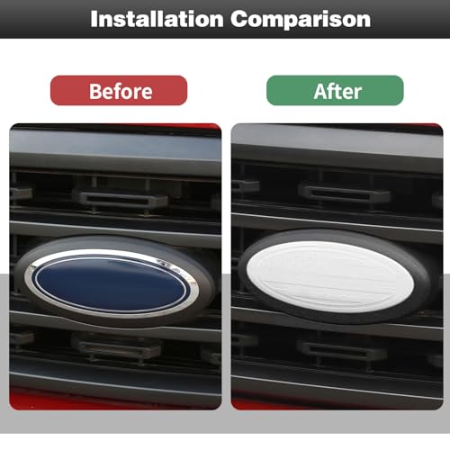 Image of CheroCar for F150 Emblem Cover Trim,Logo Back Badge Decoration Cover Trim Compatible with Ford F150 F-150,White