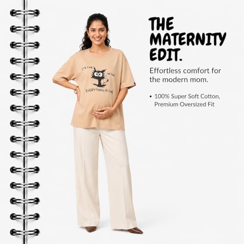 Image of The Mom Store Mom T-Shirt | Cotton | Pre and Post Pregnancy | Quirky Statements | Comfortable | Oversized