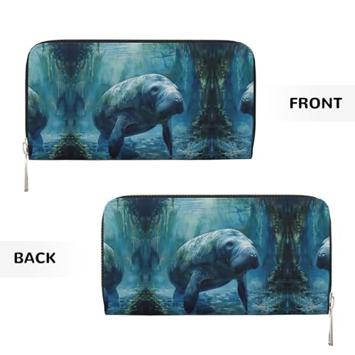 Manatee Animals Print Womens Wallet, Ladies Credit Card Holder, Phone Wallet Purses, Long Clutch Hand Bag3