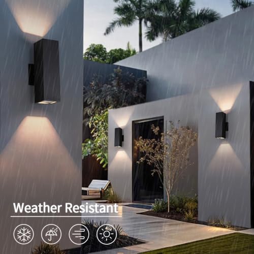 Image of Cerdeco Aluminum Modern Outdoor Wall Light, Exterior Up Down Light Fixtures Matte Black [UL Listed] (2 Pack)