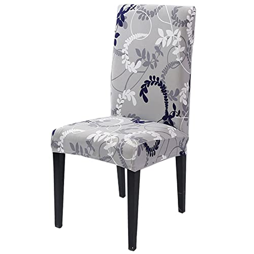 Lalluxy Stretchy Parson Chair Slipcovers for Dining Room Chair seat Covers Chair Protectors for Party Pet Protection Universal Fit Soft Polyester (Set of 4, Leaves Grey)