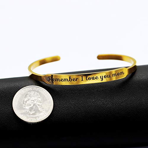 Image of Uloveido Charm Comfort Fit Stainless Steel Bangle Remember I Love You Mom Initial Cuff Bracelet Mother Day Mother's Gifts Y458
