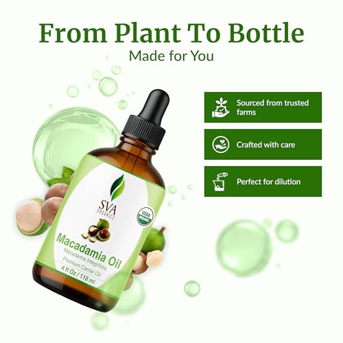 Image of SVA Organic Macadamia Seed Carrier Oil with Dropper, 4 Fl Oz (118 ml)