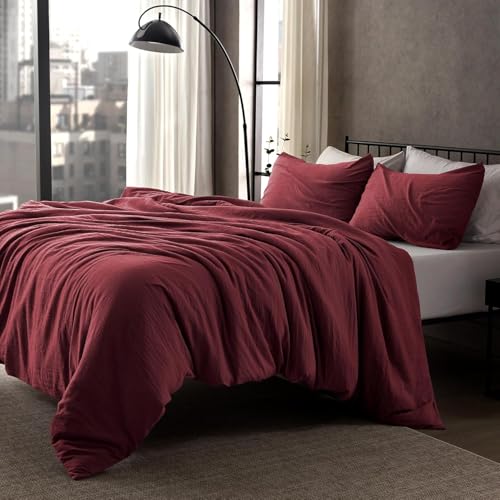 Lanqinglv Bettwäsche 200x200 cm Rot 3teilig, Weinrot ÖKO-TEX...