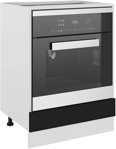 Miniatura 5 de Armario para horno negro de 23.6 x 18.1 x 32.1 pulgadas, madera de ingeniería, gabinete alto montado en la pared, Gabinetes para cocina, sala de